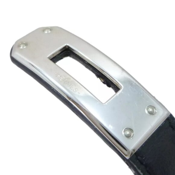 Authentic HERMES Kelly Double Tour Bracelet R in Square Black Leather - Picture 7 of 7